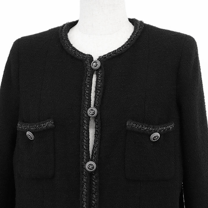 Chanel Little Black Tweed Wool Blend Jacket