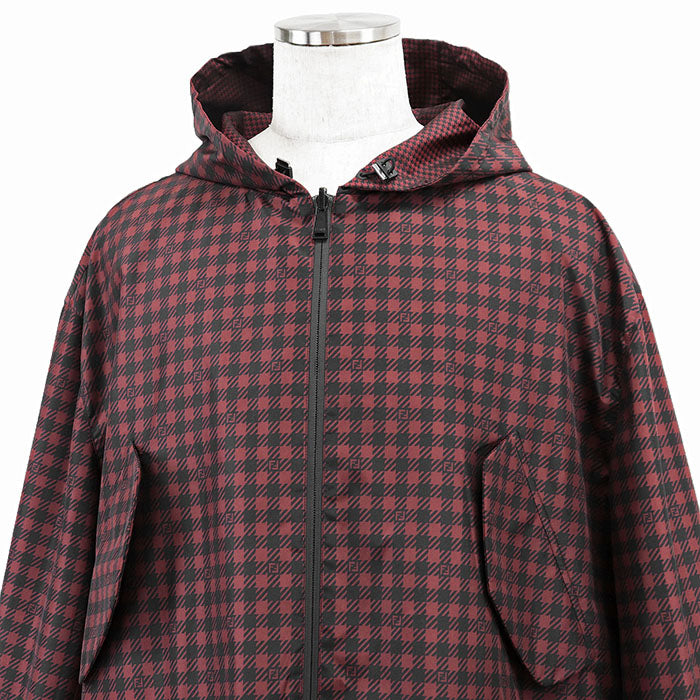 Fendi FF Logo Monogram Houndstooth Nylon Coat