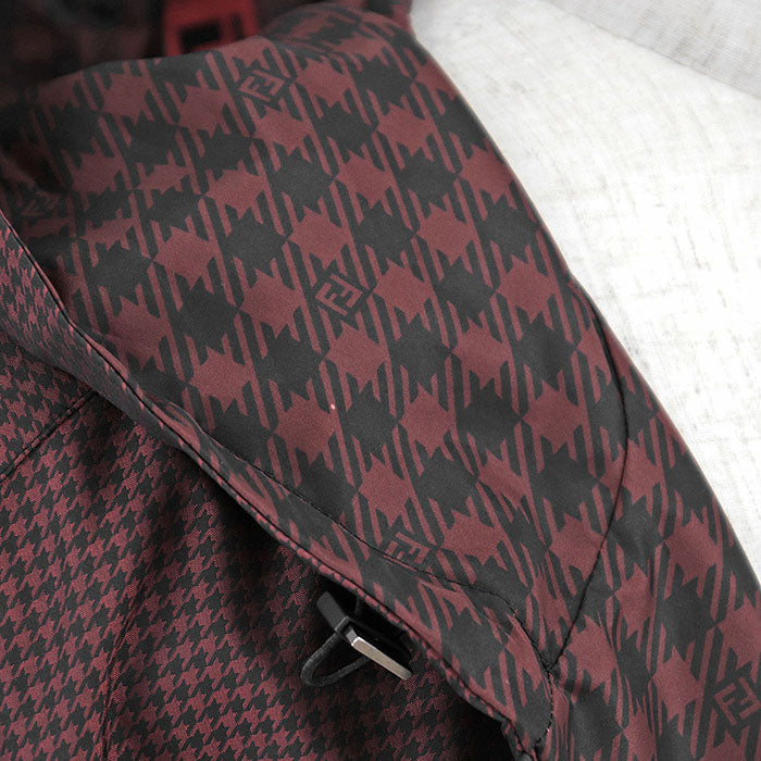 Fendi FF Logo Monogram Houndstooth Nylon Coat