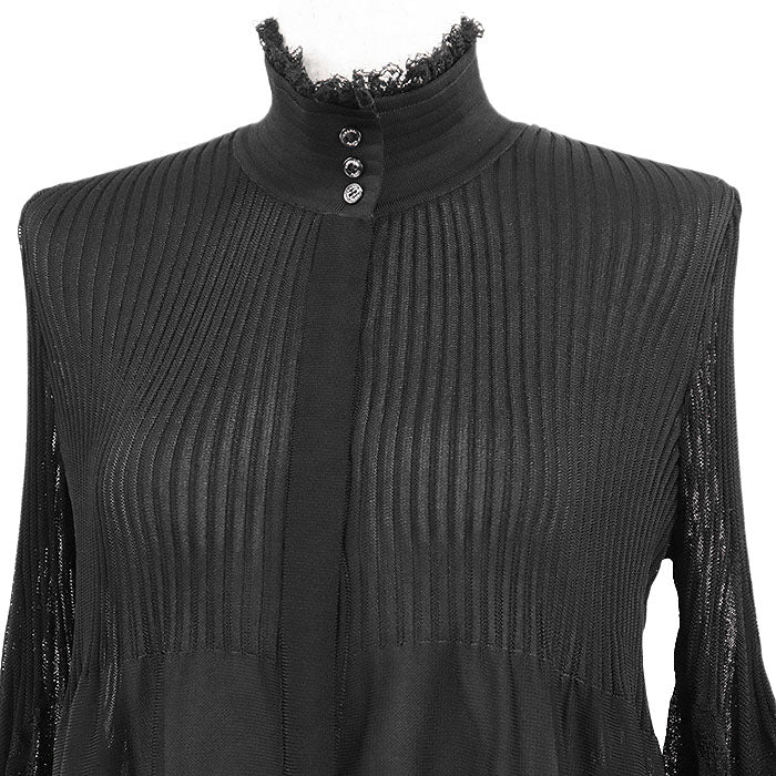 Chanel P29729 Knit Lace Combination Stand Collar igan