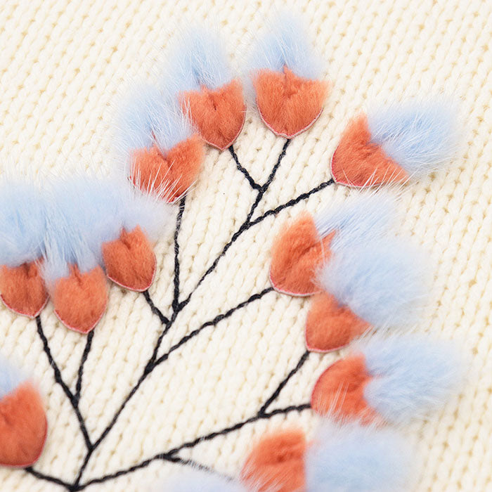 Fendi Embroidery Mink Fur Cashmere Sweater