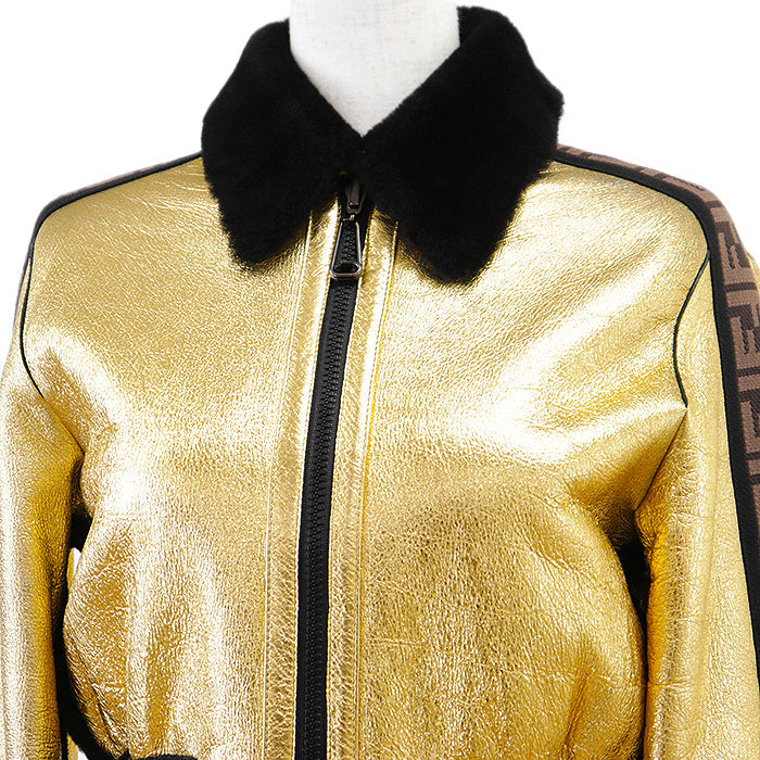Fendi FF Logo ROMA Embroidery Lamb Leather Jacket