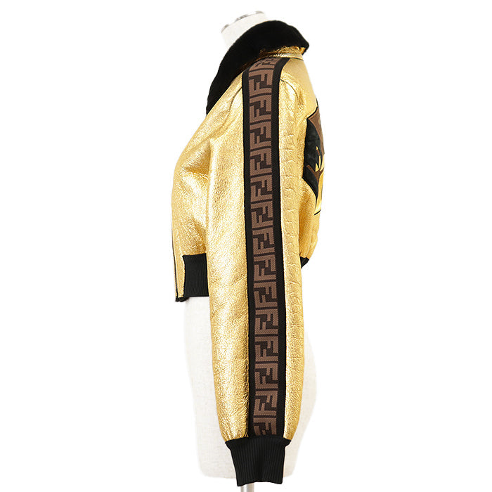 Fendi FF Logo ROMA Embroidery Lamb Leather Jacket