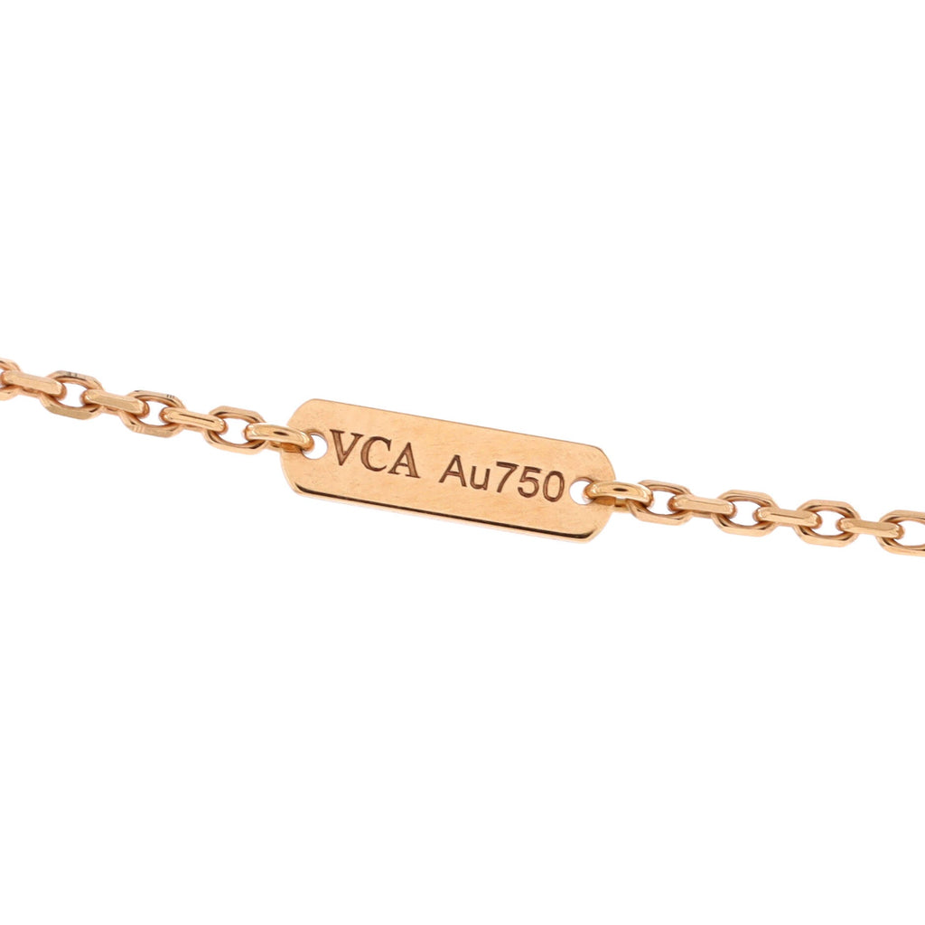 Vintage Alhambra Pendant Necklace 18K Rose Gold and Rhodonite with Diamond