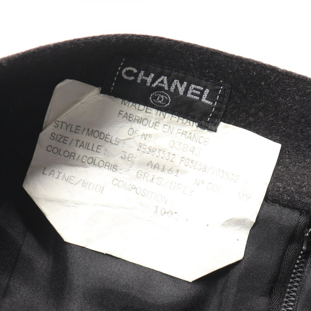 Chanel Coco Mark Button Wool Skirt