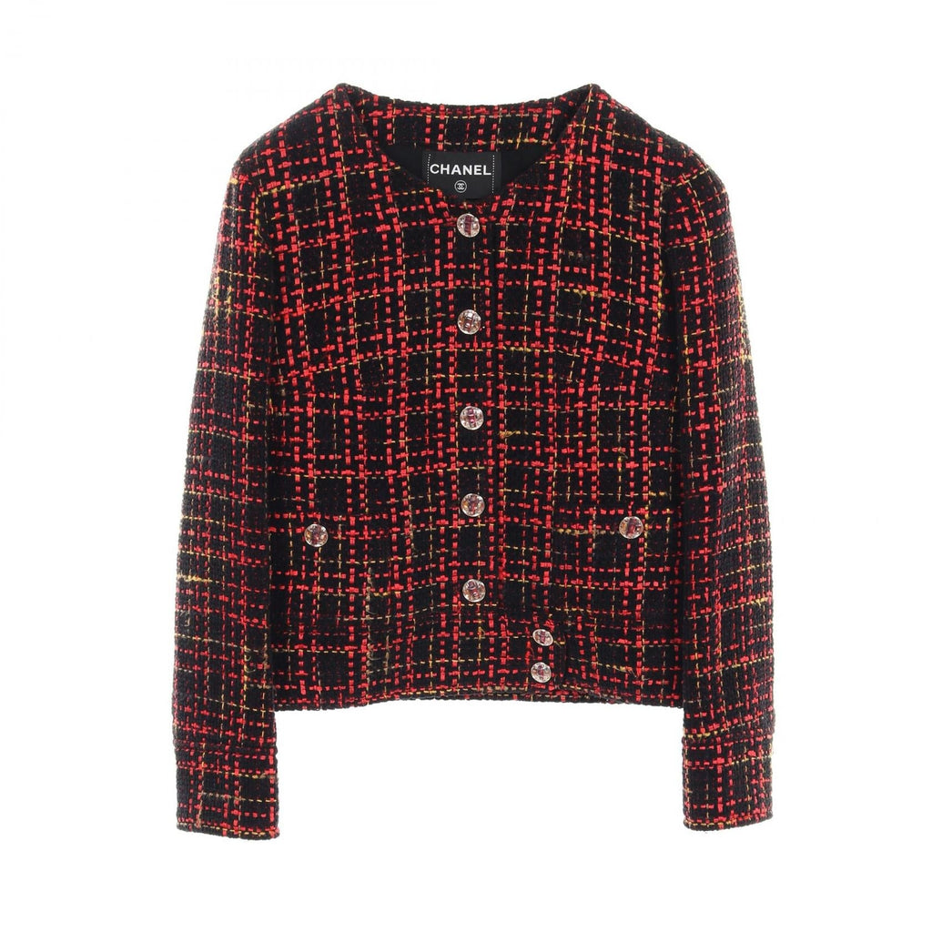Chanel No Collar Jacket Wool Cashmere Cotton Jacket