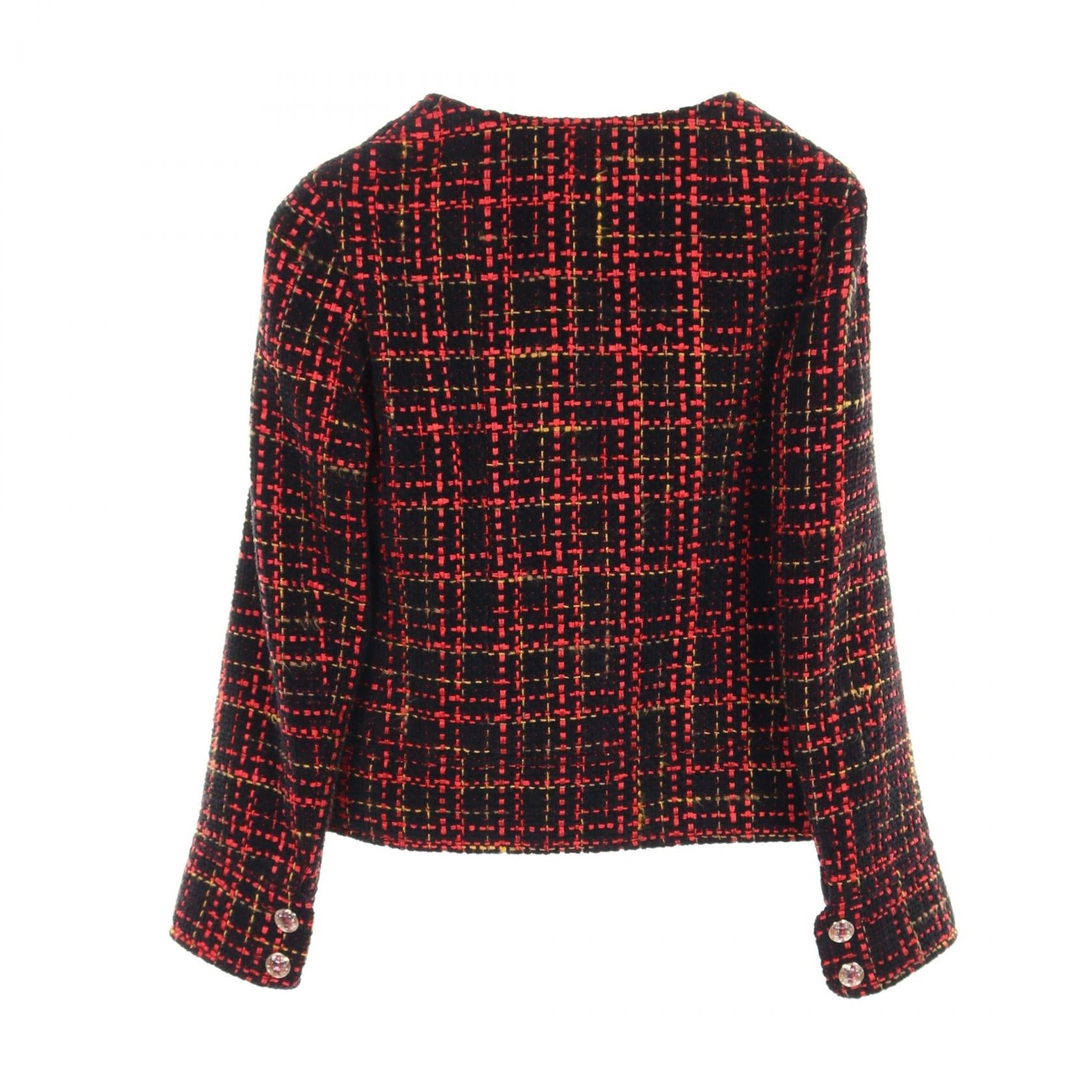 Chanel No Collar Jacket Wool Cashmere Cotton Jacket