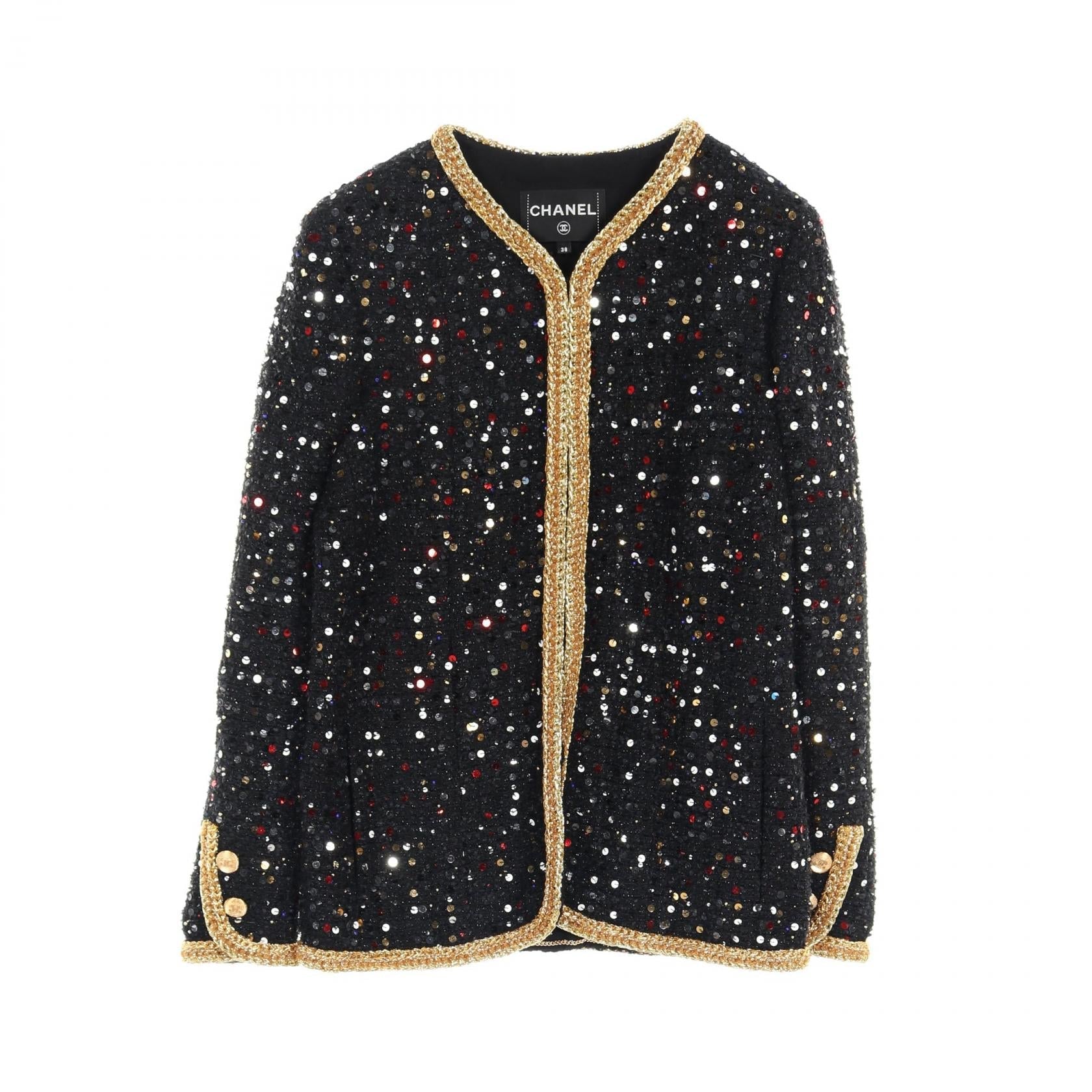 Chanel No Collar Jacket Nylon Polyester Jacket