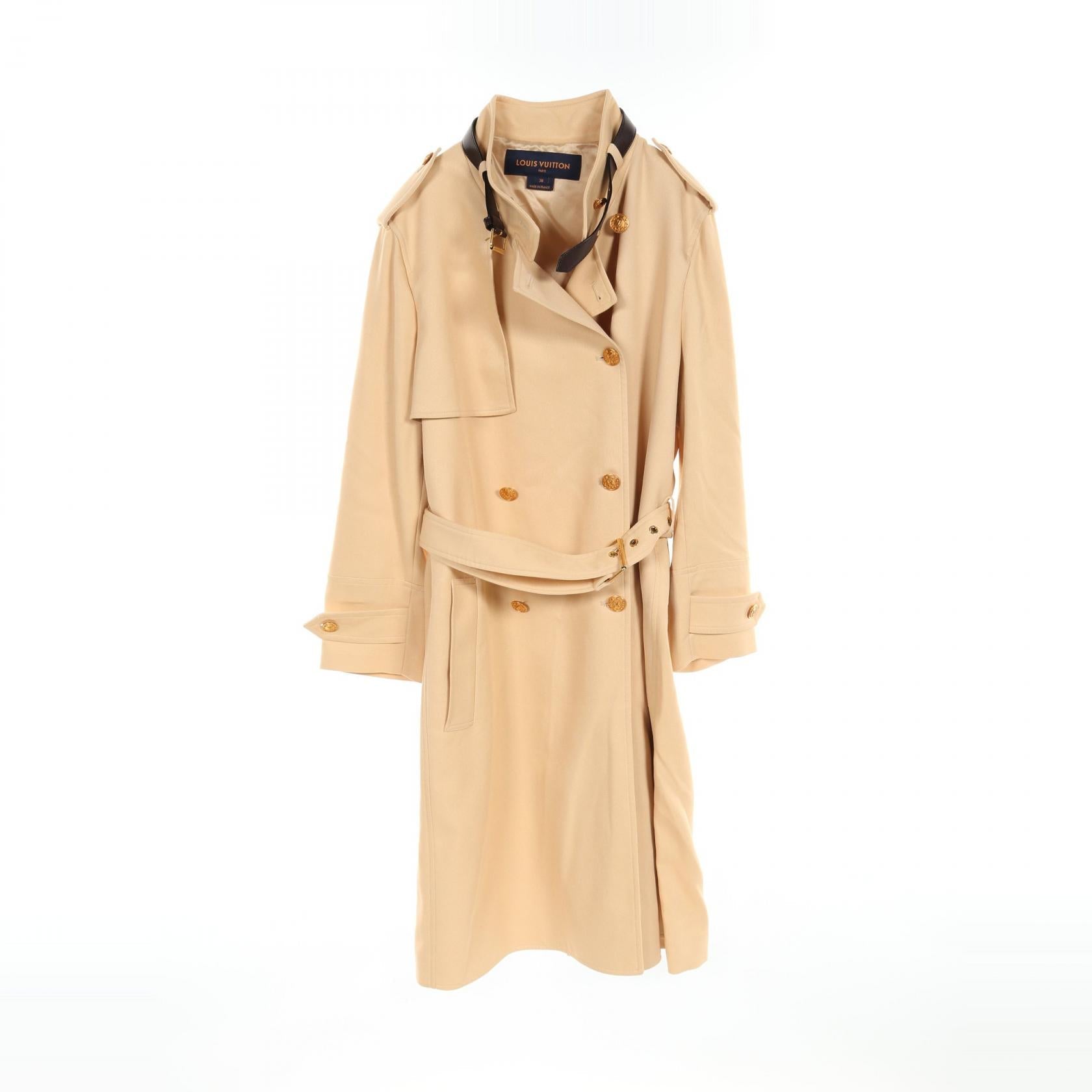Louis Vuitton Belt Collar LV Button Wool Viscose Coat
