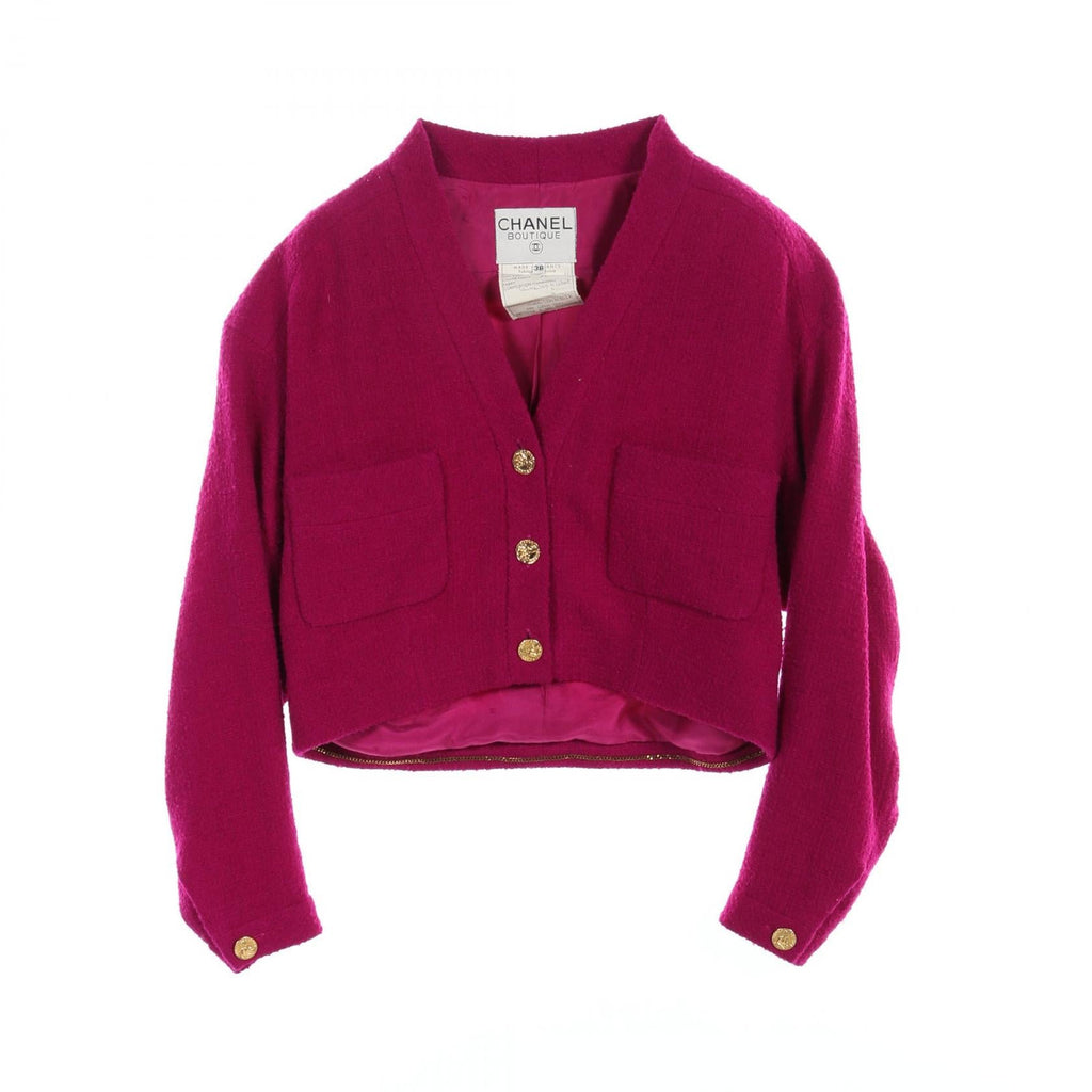 Chanel Wool Collarless Jacket Outerwear