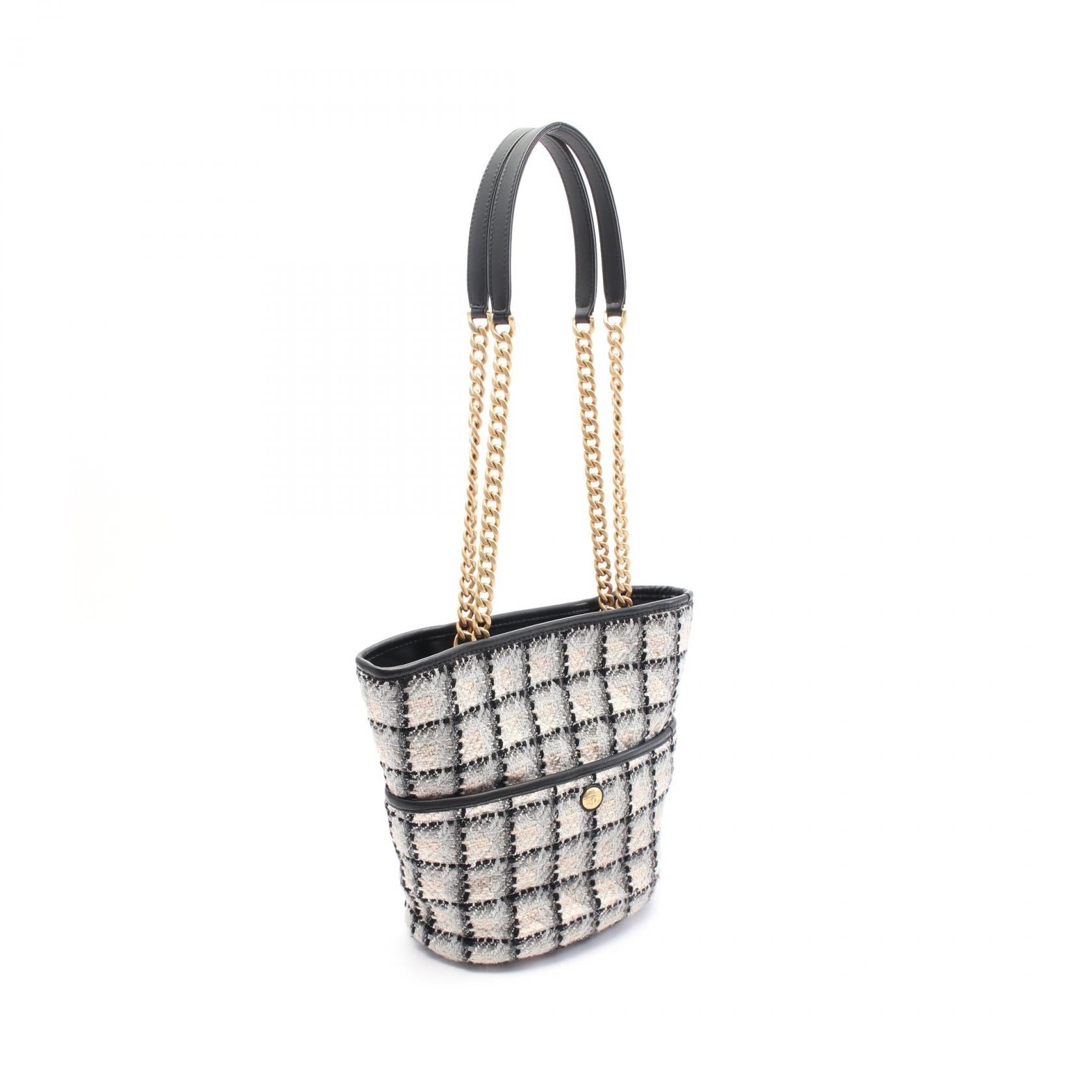 Chanel Coco Mark Fabric Leather Tote Bag