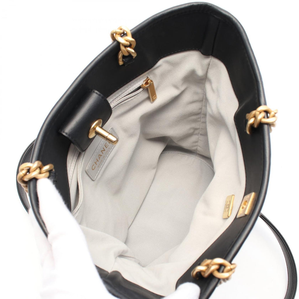 Chanel Coco Mark Fabric Leather Tote Bag