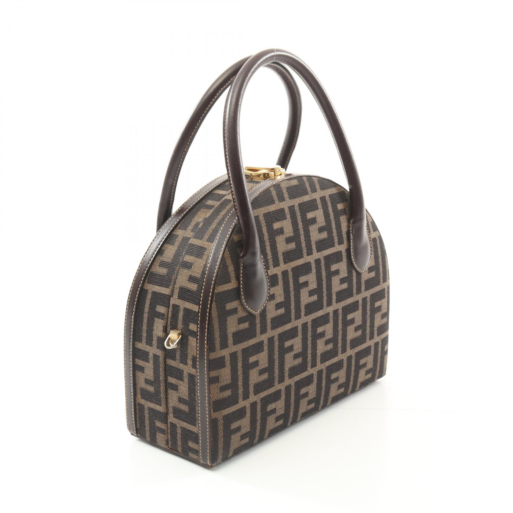 Fendi Zucca Canvas Leather Handbag