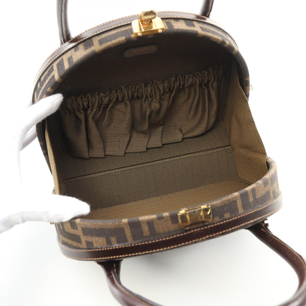 Fendi Zucca Canvas Leather Handbag