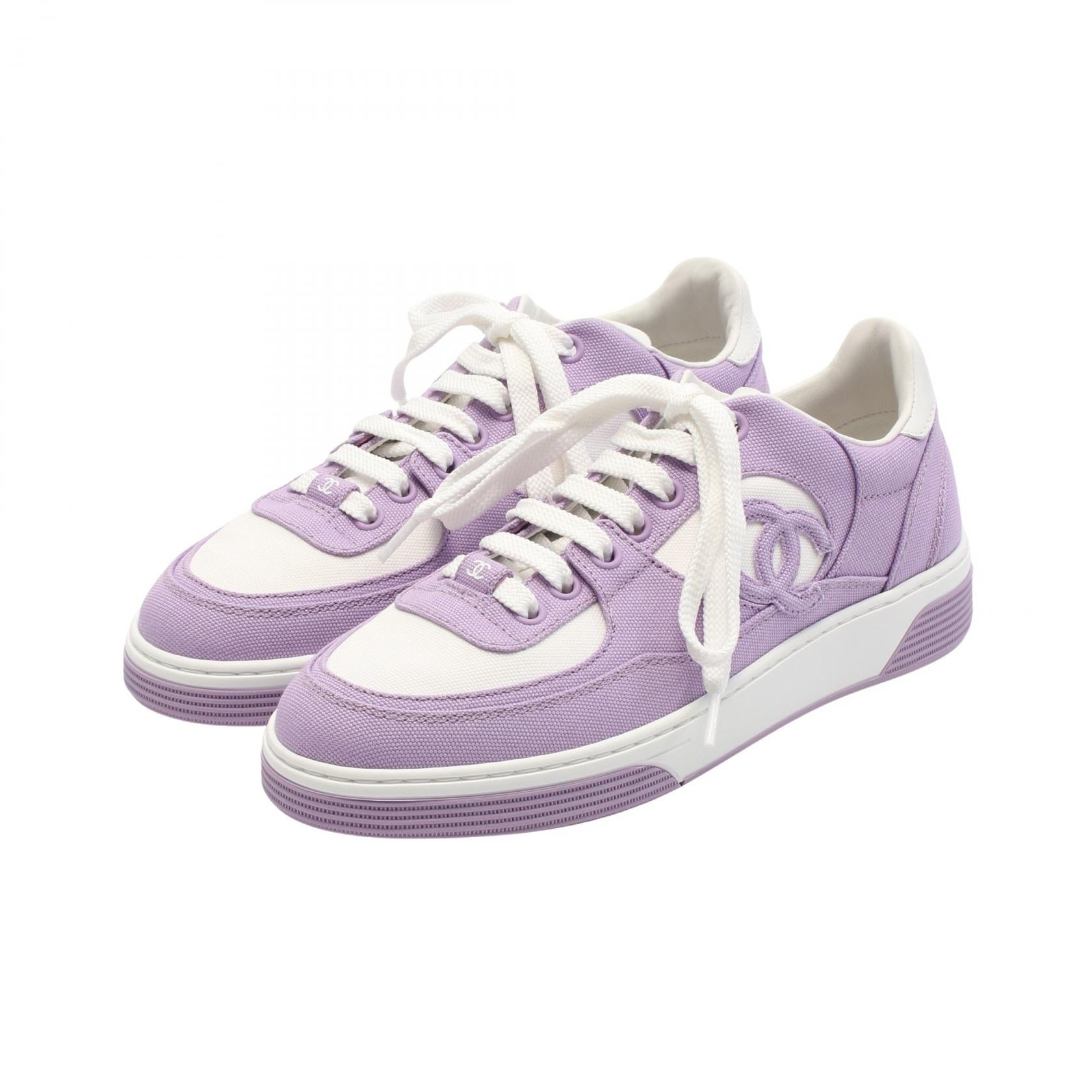 Chanel Coco Mark Canvas Leather Sneakers