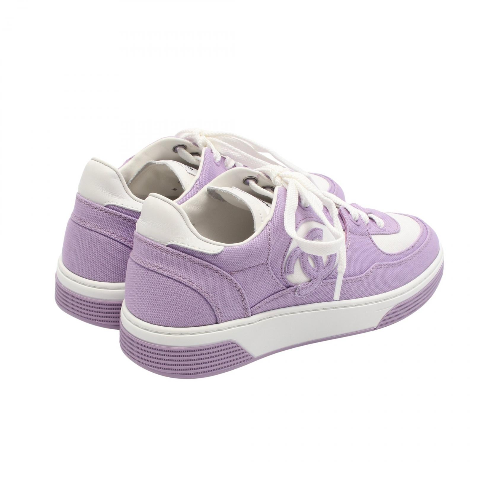 Chanel Coco Mark Canvas Leather Sneakers