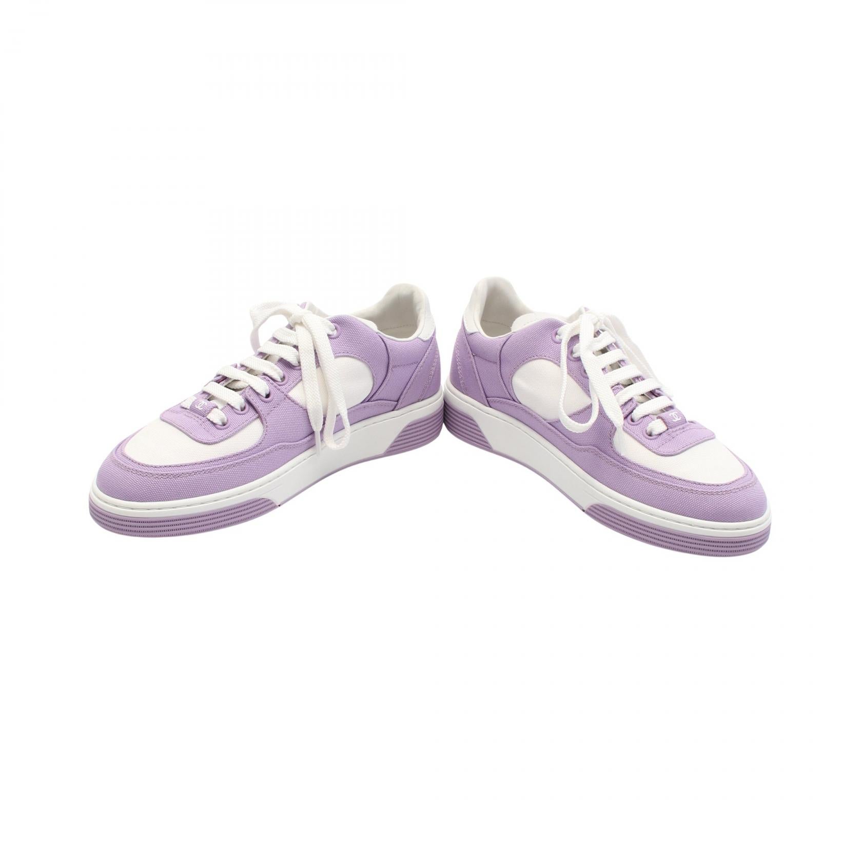 Chanel Coco Mark Canvas Leather Sneakers
