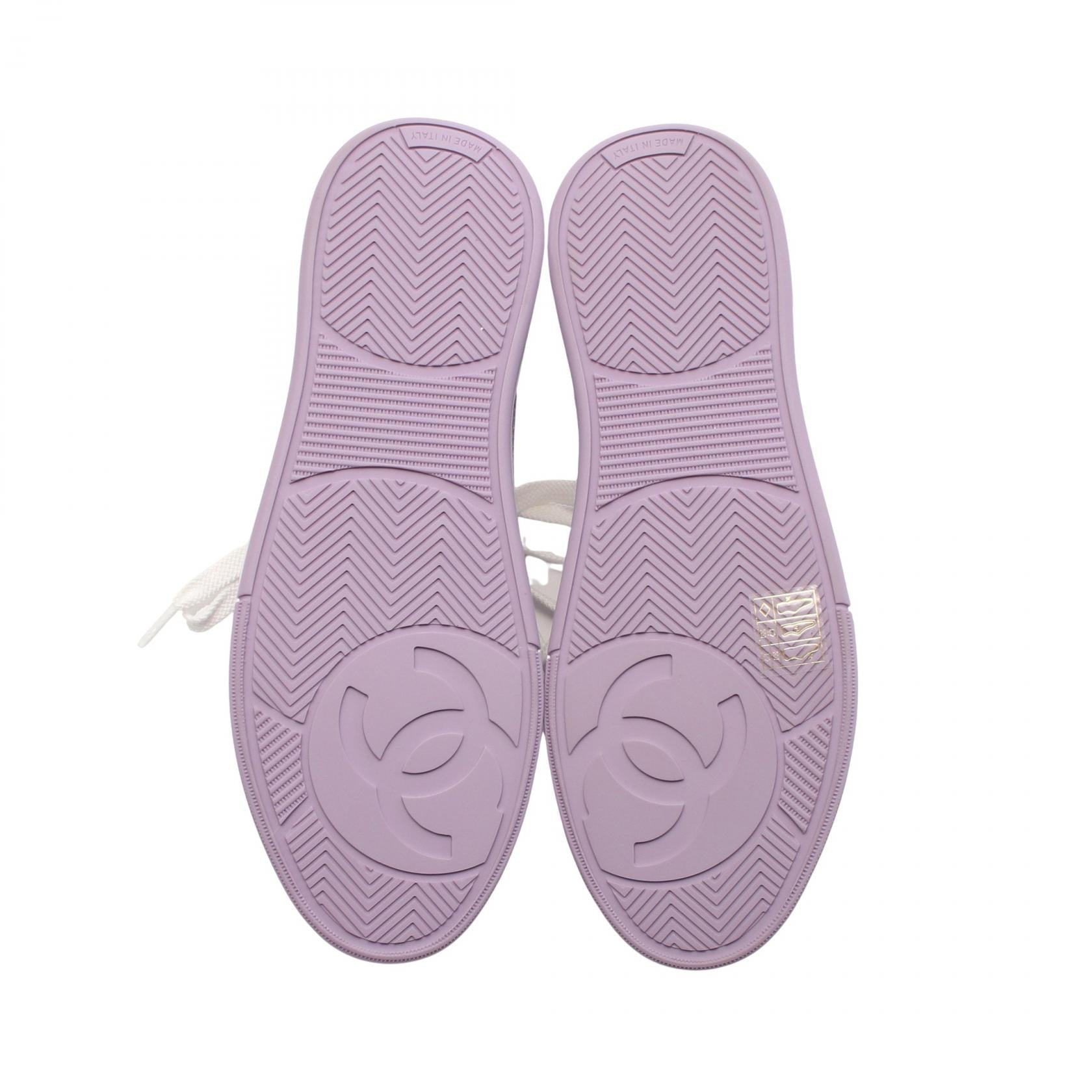 Chanel Coco Mark Canvas Leather Sneakers