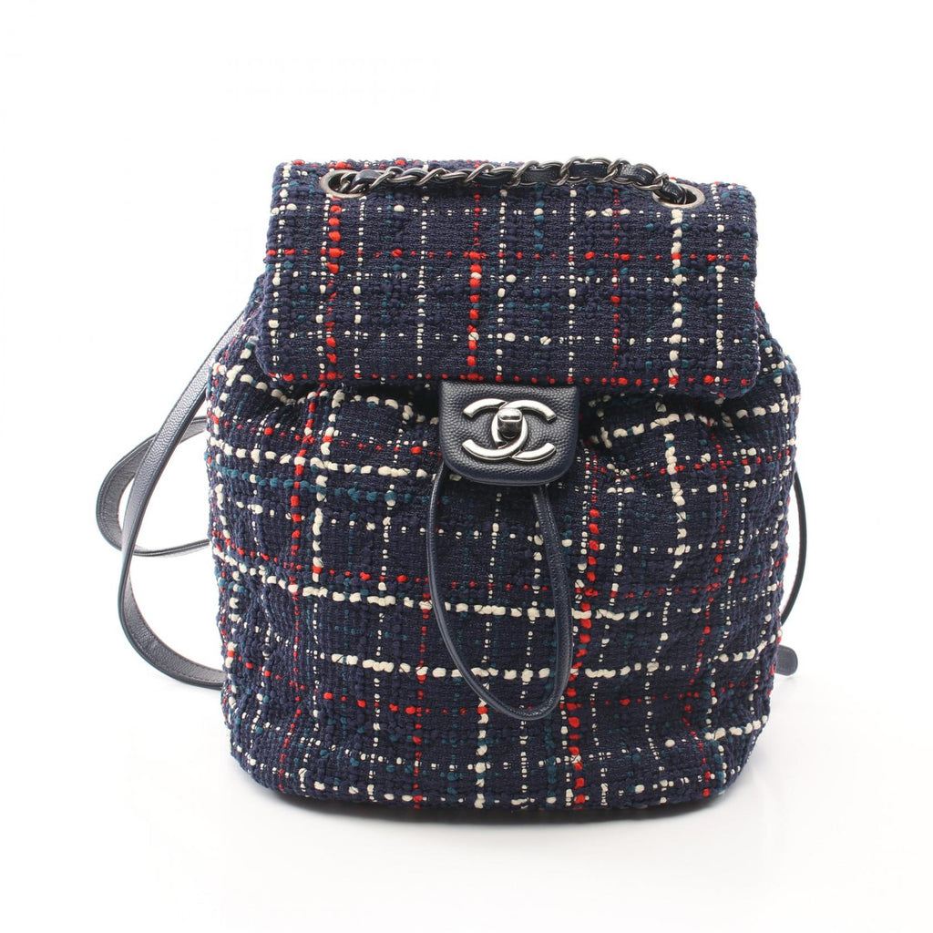 Chanel Coco Mark Fabric Leather Backpack