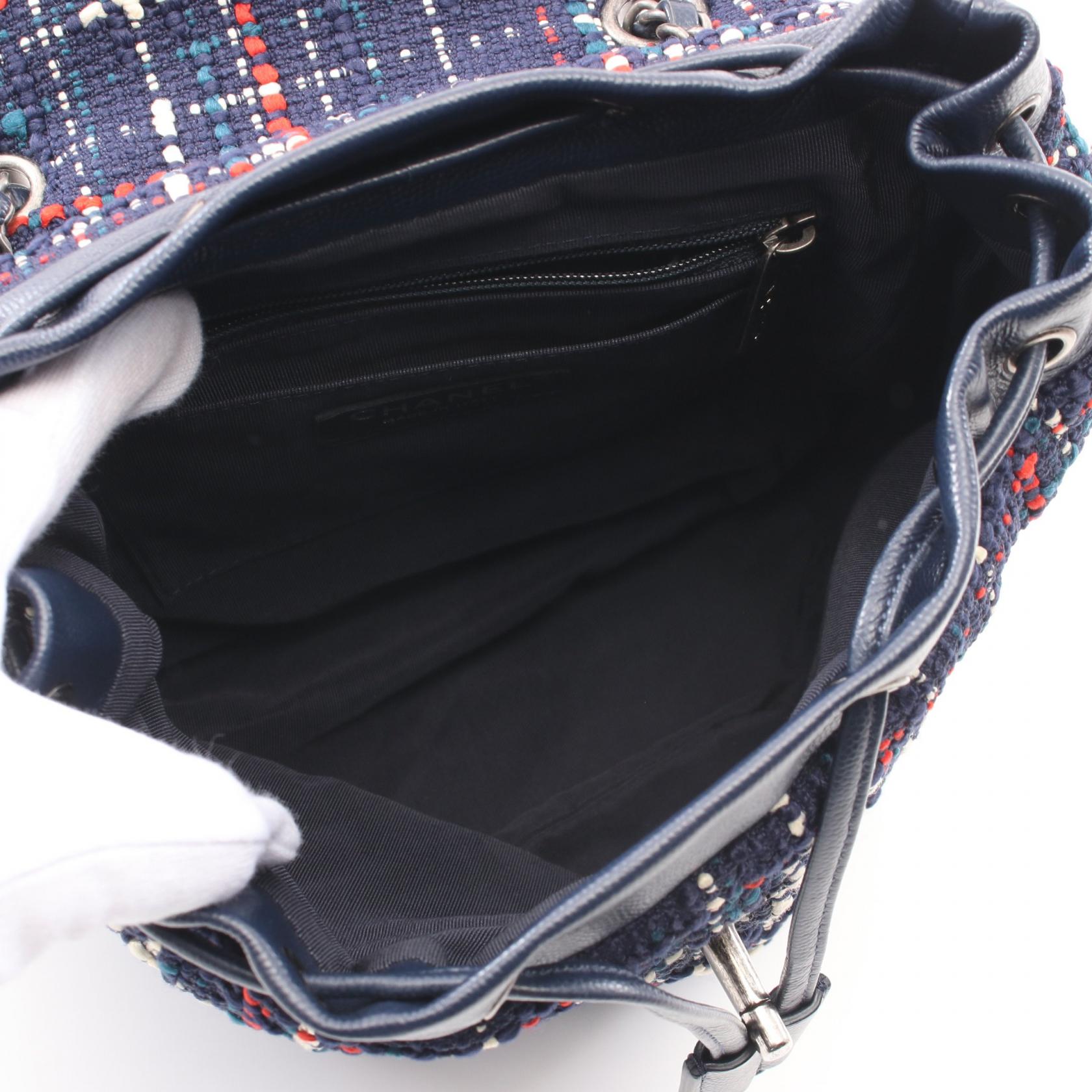 Chanel Coco Mark Fabric Leather Backpack