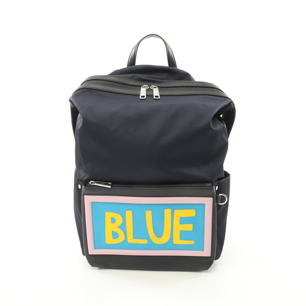 Fendi Vocabulary BLUE Nylon Leather Backpack