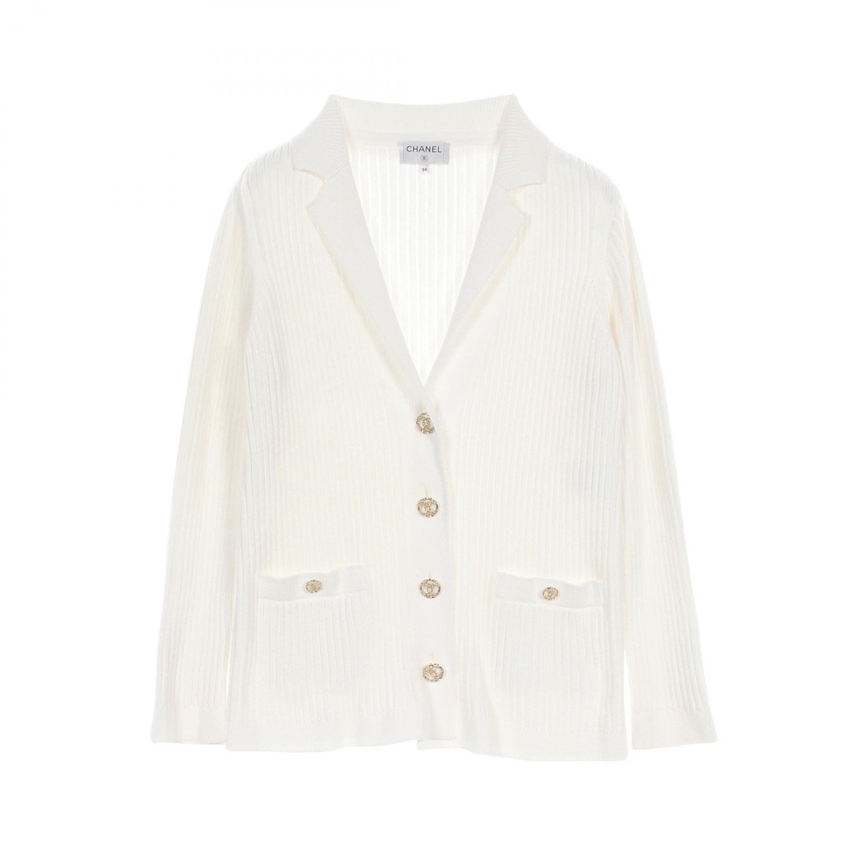 Chanel Coco Mark Button Cotton igan