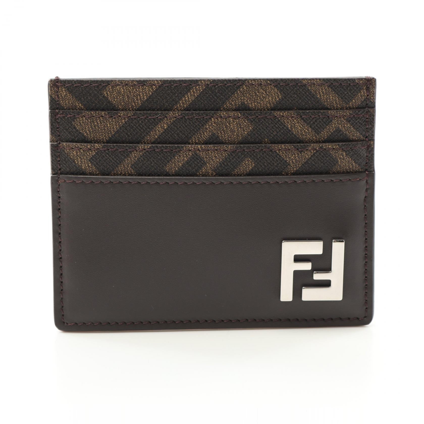 Fendi FF Logo Leather PVC Coated Canvas  Case