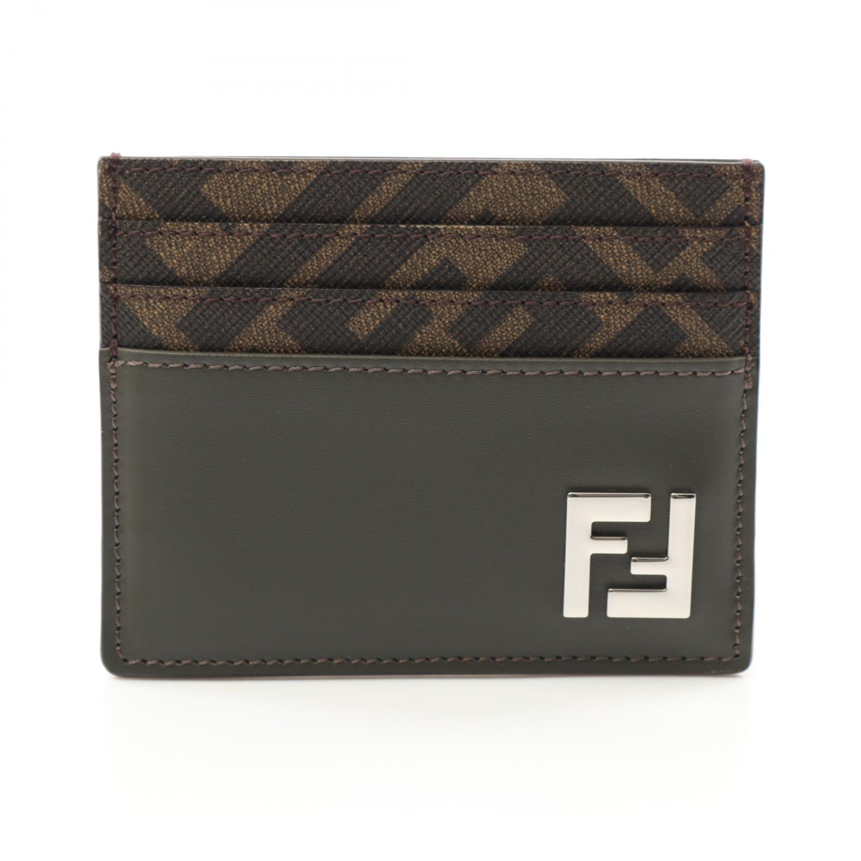 Fendi FF Logo Leather PVC Coated Canvas  Case
