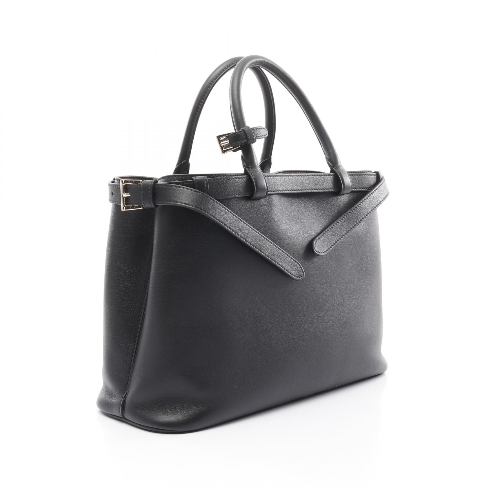 Prada Buckle Double Belt Leather Handbag