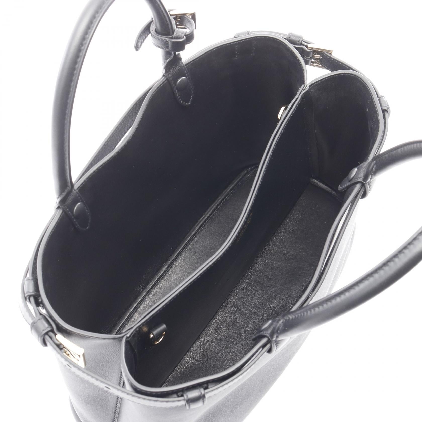 Prada Buckle Double Belt Leather Handbag