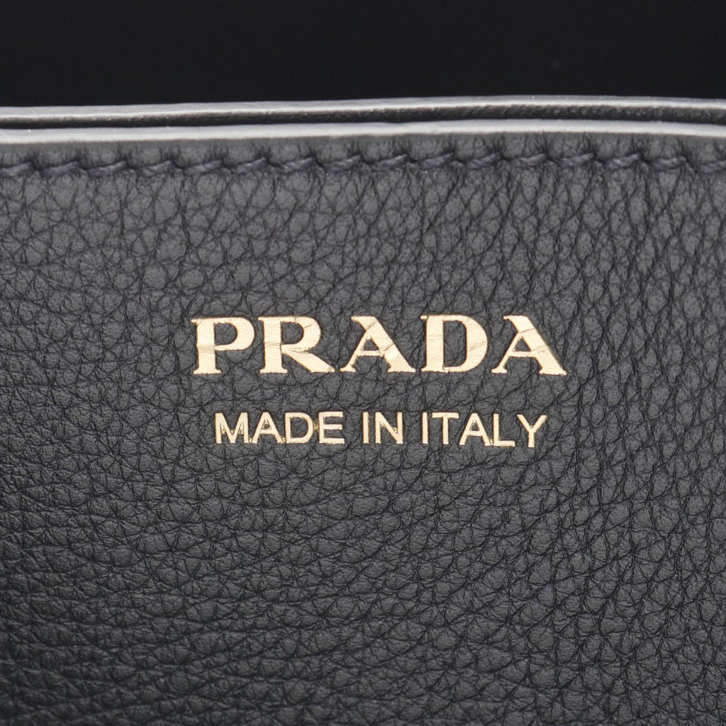 Prada Buckle Double Belt Leather Handbag