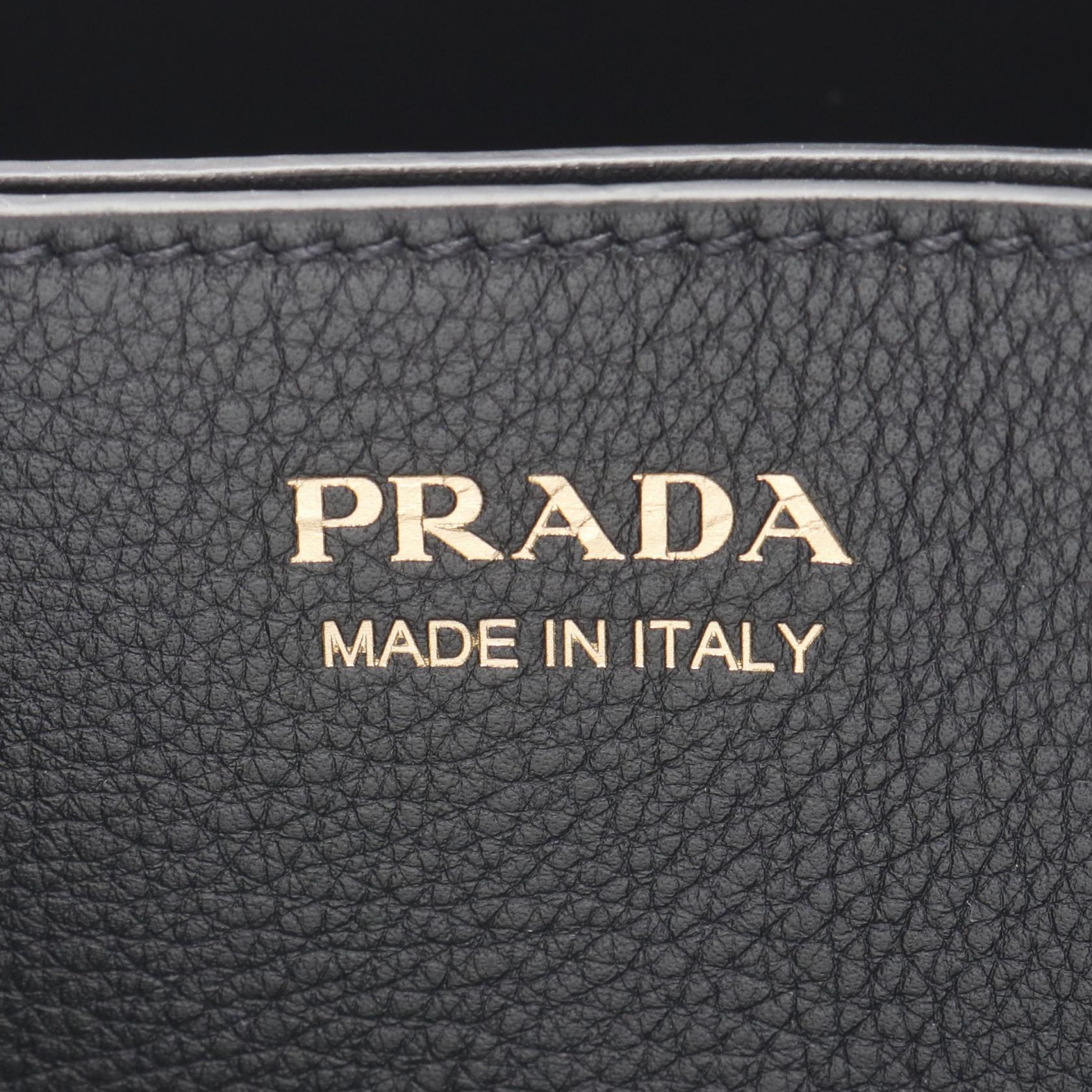 Prada Buckle Double Belt Leather Handbag