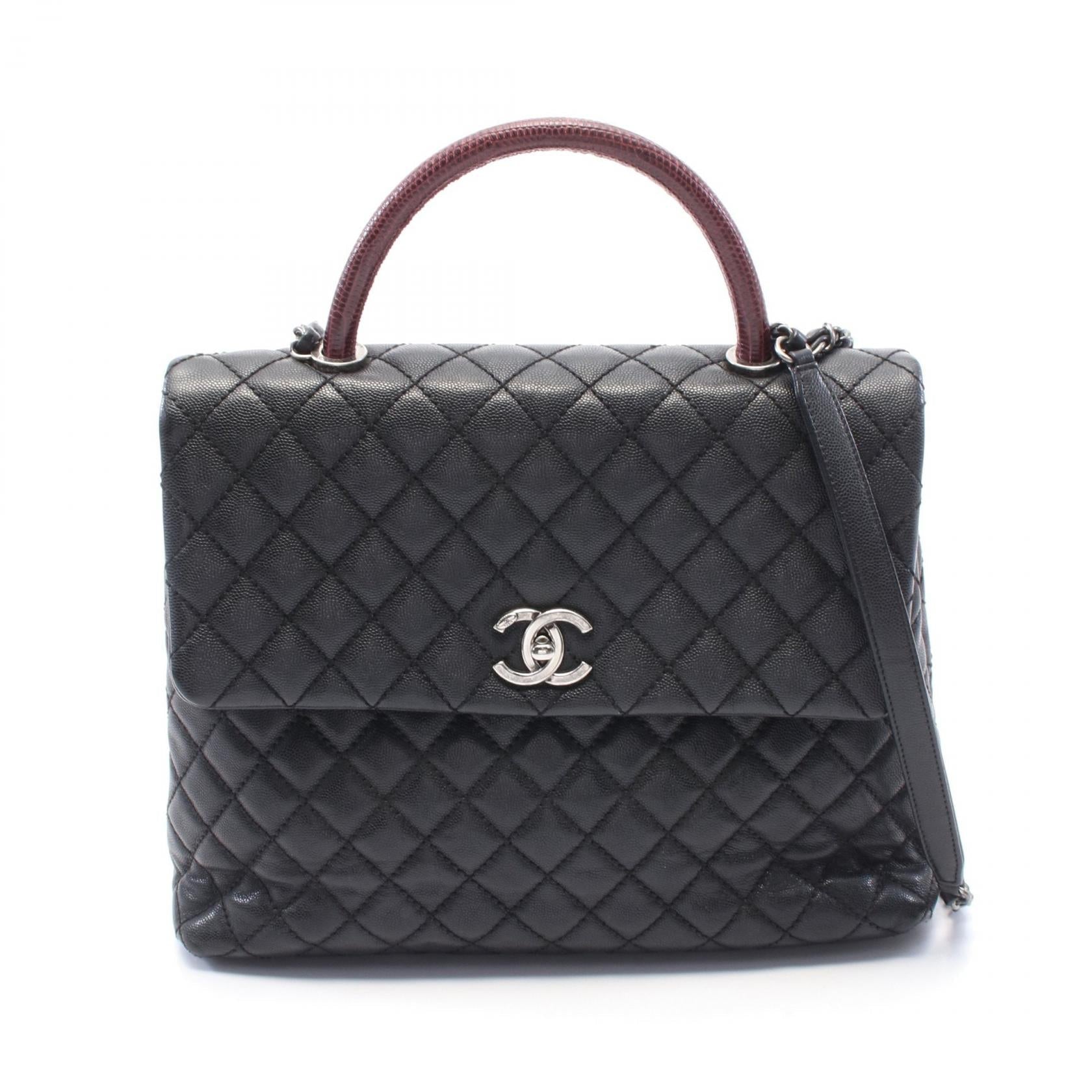 Chanel Matelasse Coco Handle Caviar Skin Exotic Leather Handbag
