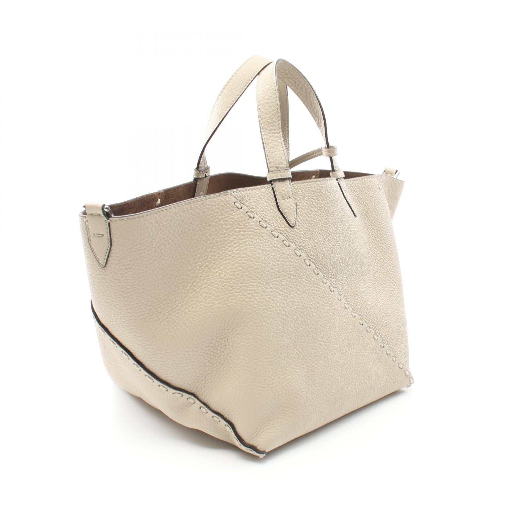 Fendi Selleria Diagonal Leather Tote Bag