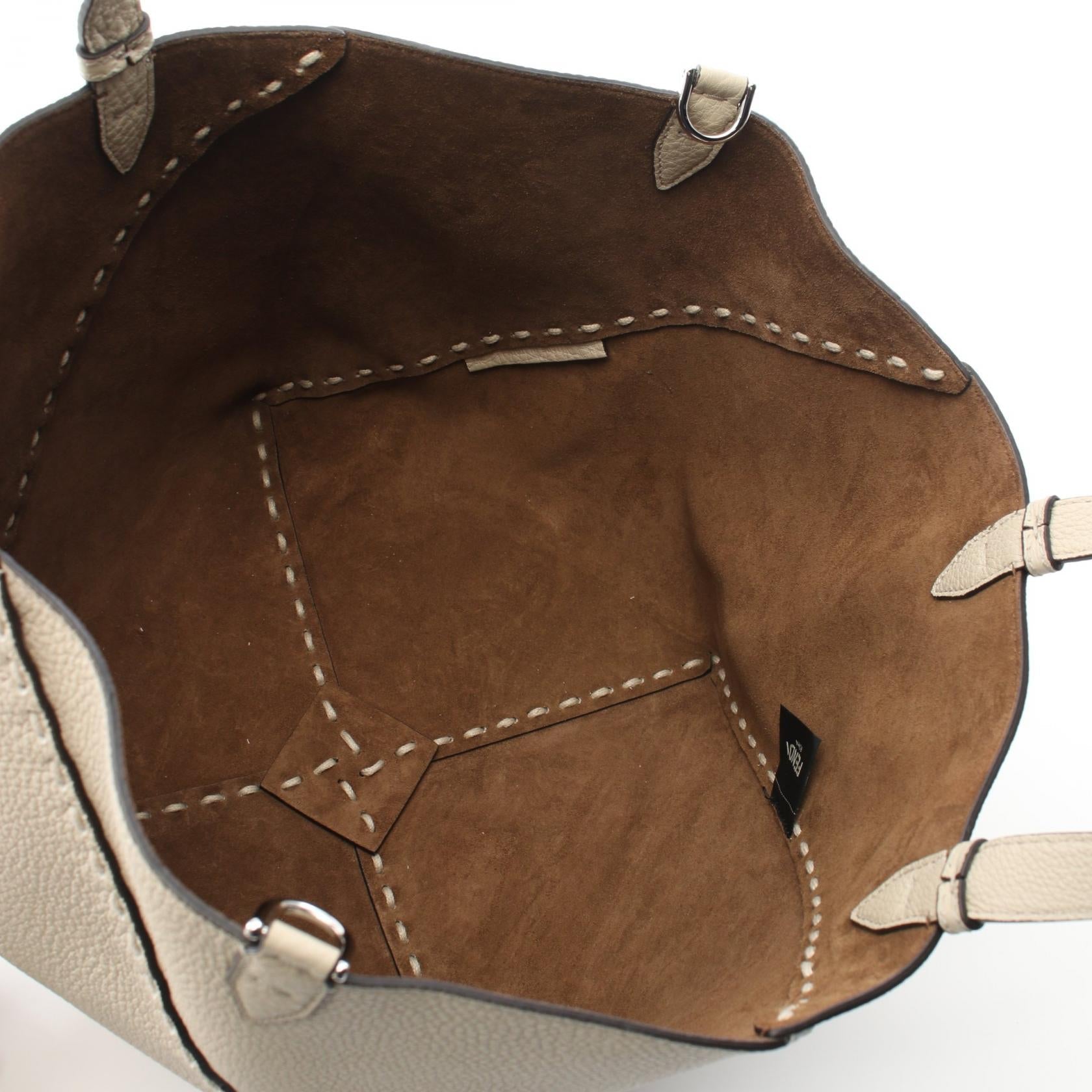 Fendi Selleria Diagonal Leather Tote Bag