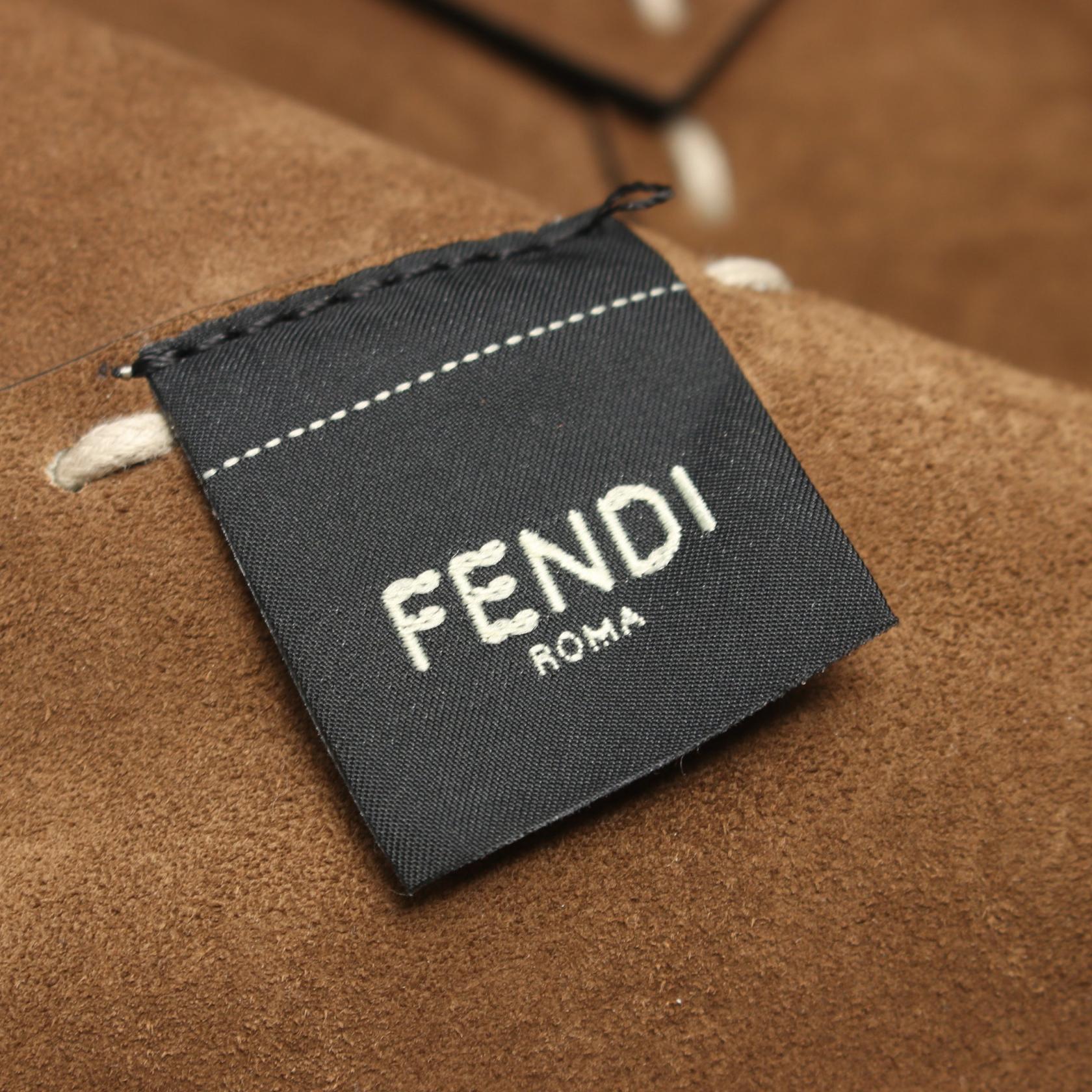 Fendi Selleria Diagonal Leather Tote Bag