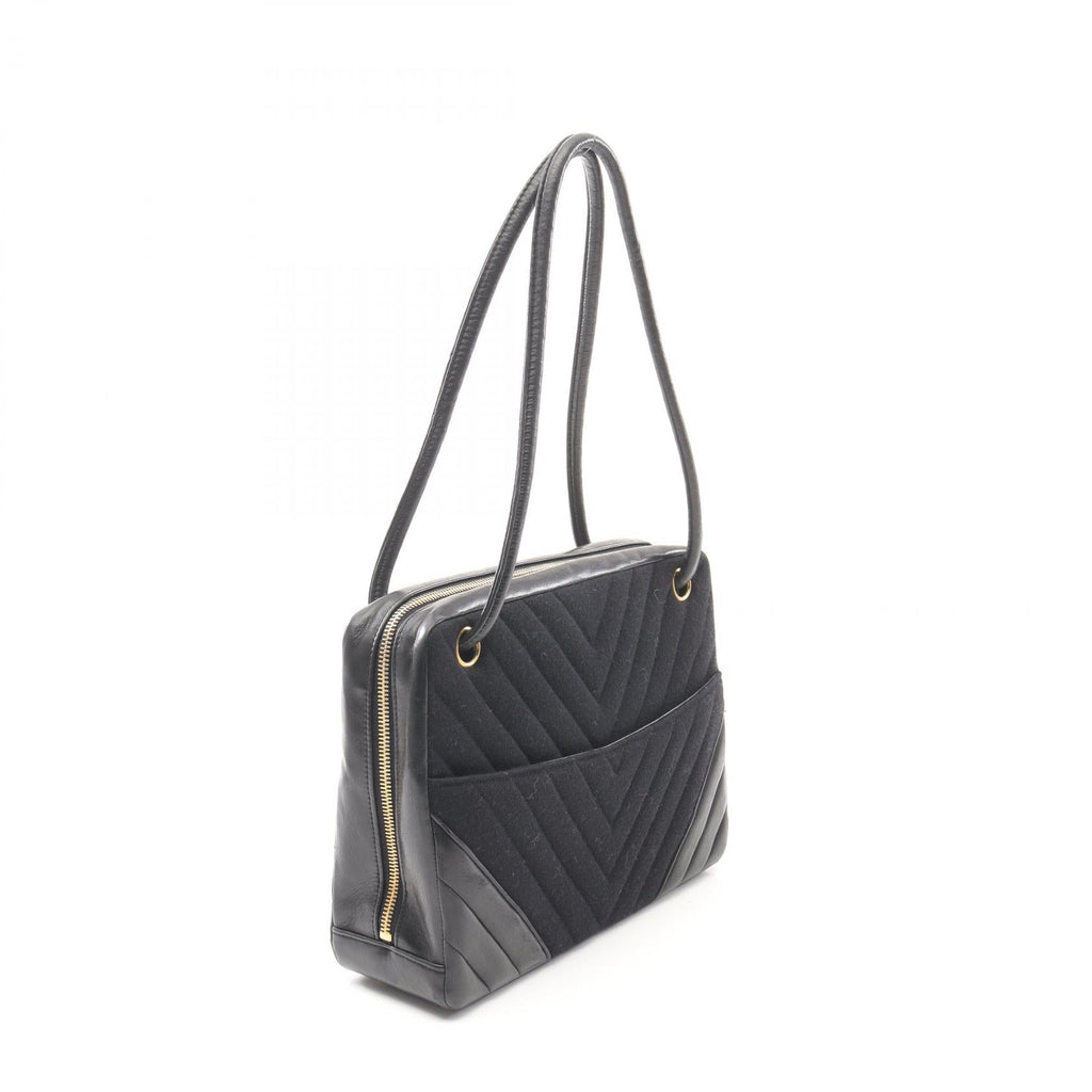 Chanel Chevron V Stitch Lambskin Cotton Jersey Shoulder Bag