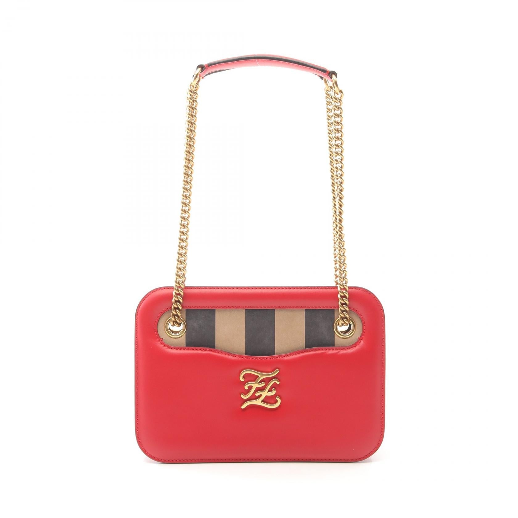 Fendi Calligraphy Leather Shoulder Bag