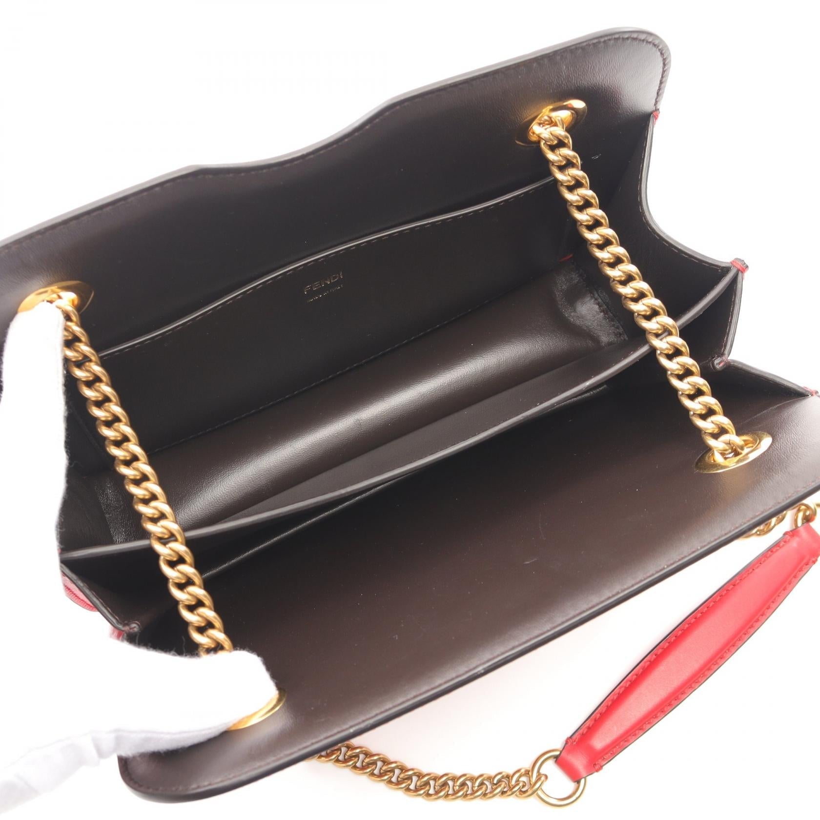 Fendi Calligraphy Leather Shoulder Bag