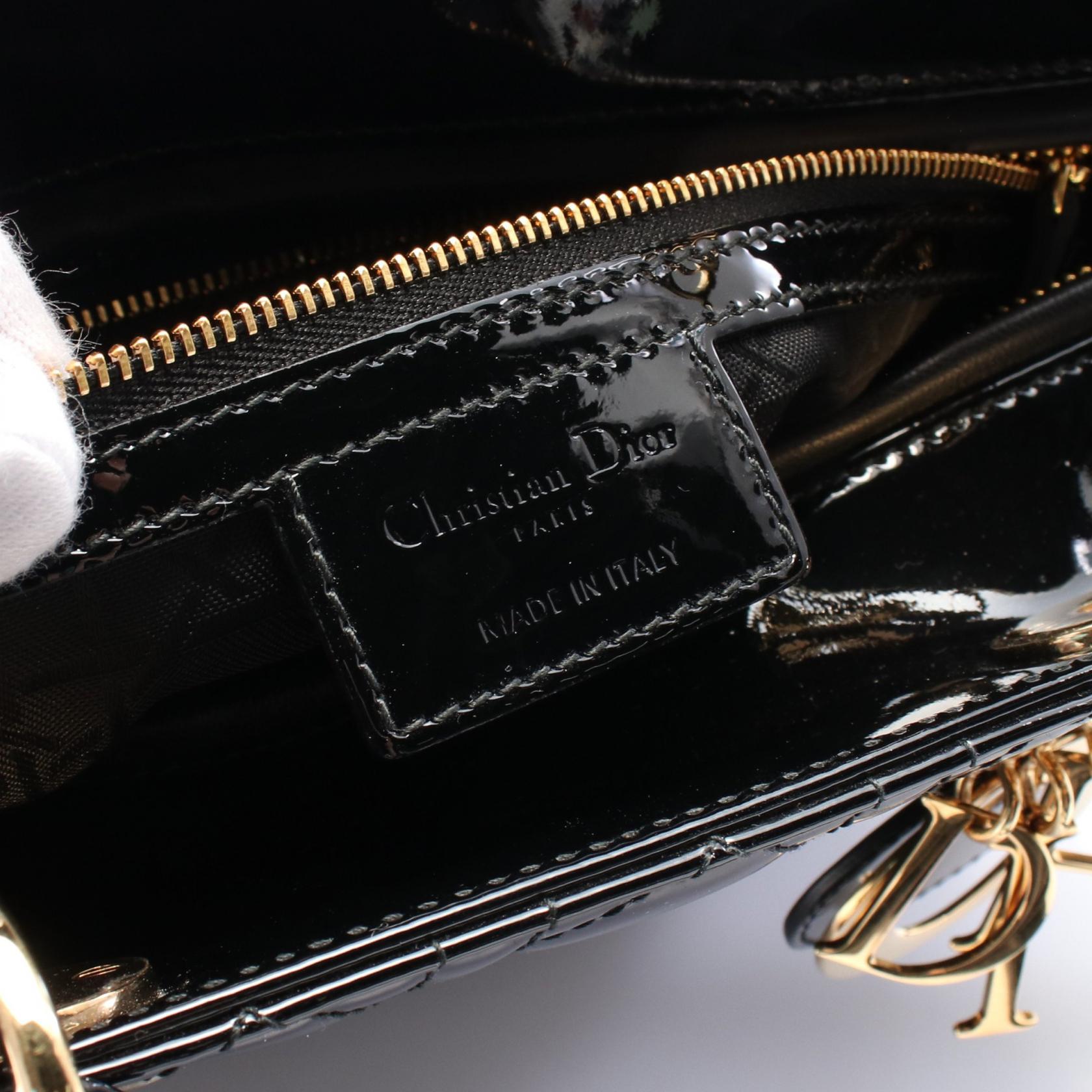 Dior Lady Dior Patent Leather Handbag