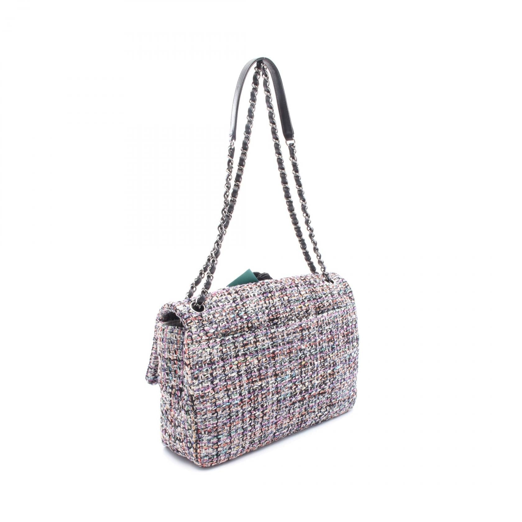Chanel Camellia Fabric Leather Shoulder Bag