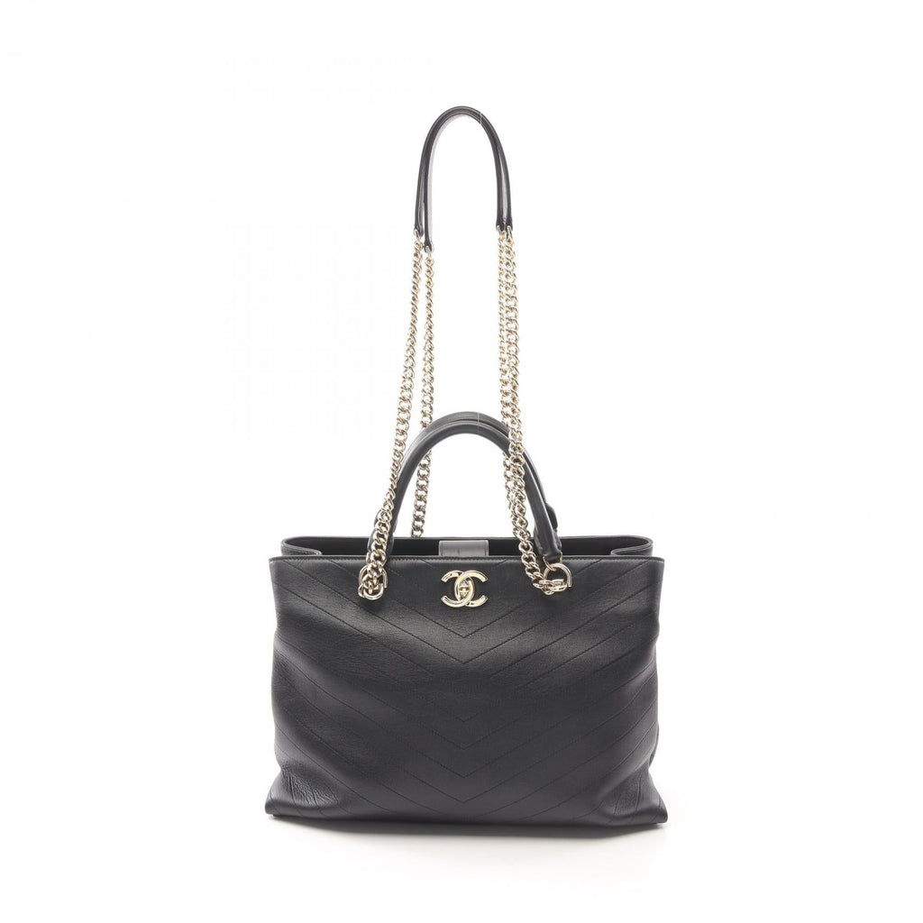 Chanel Chevron V Stitch Leather Tote Bag