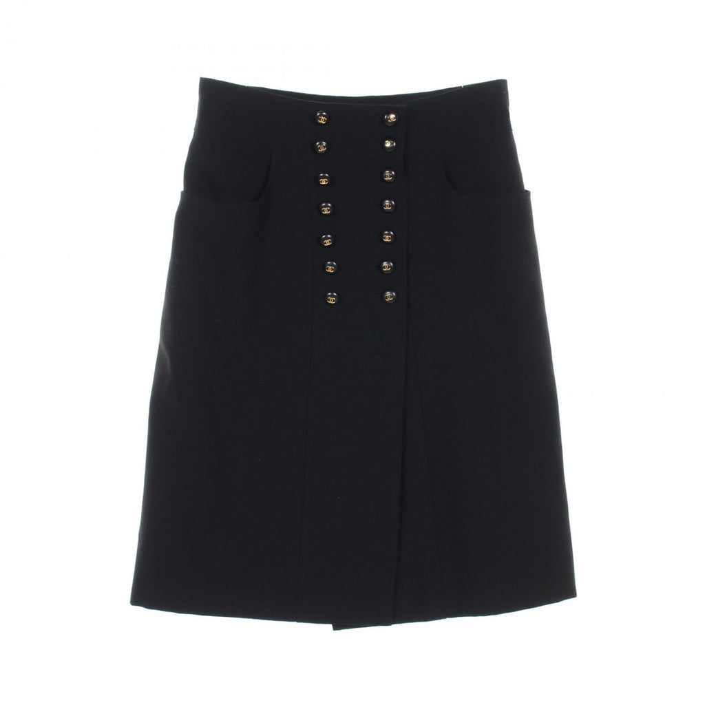 Chanel Coco Mark Button Wool Skirt