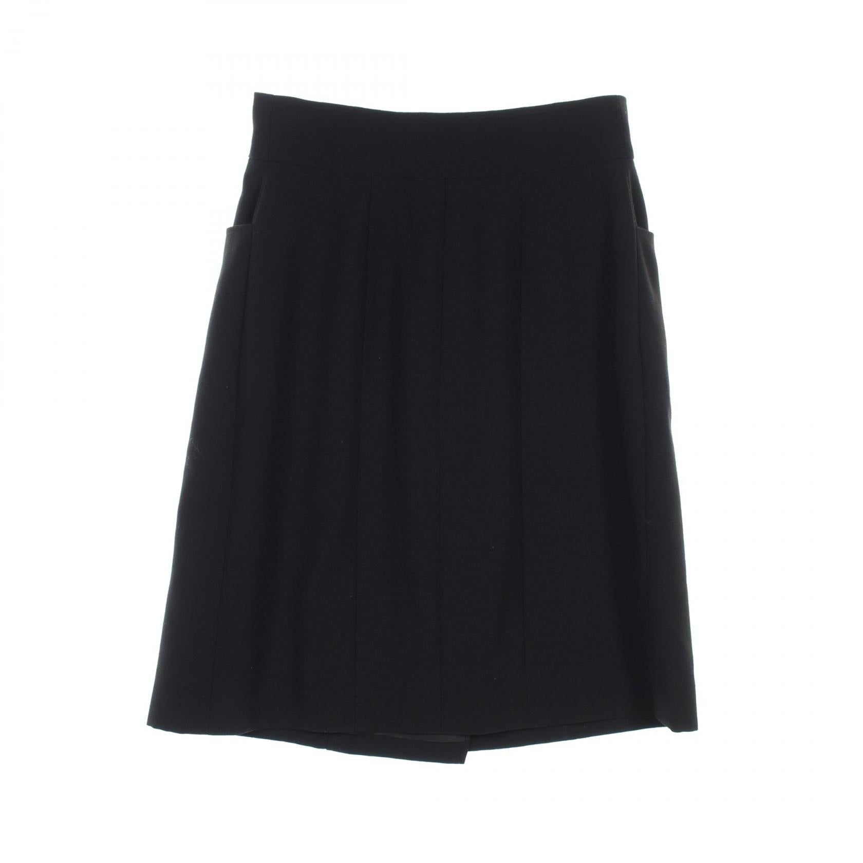Chanel Coco Mark Button Wool Skirt