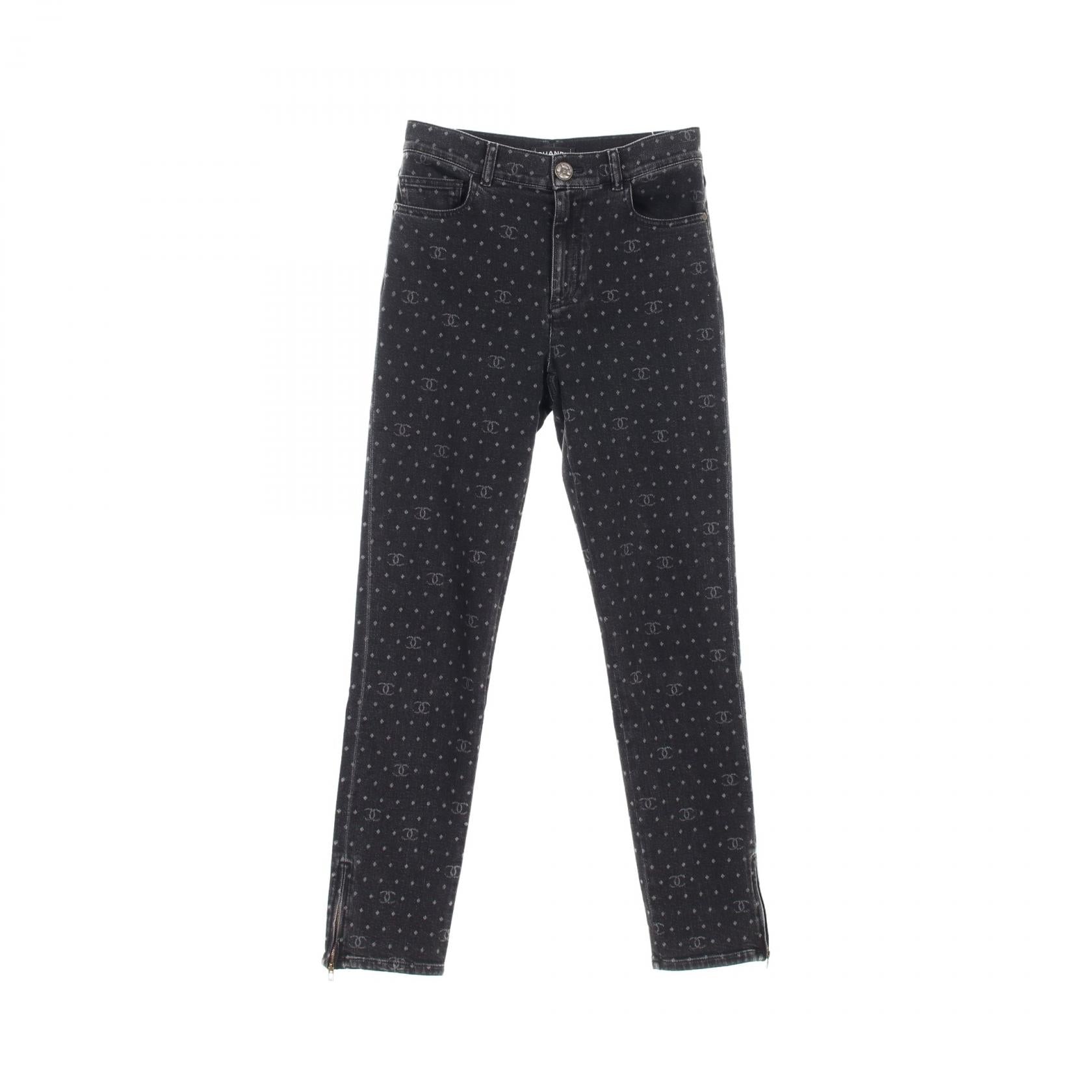 Chanel Coco Mark Dot Cotton Denim Pants
