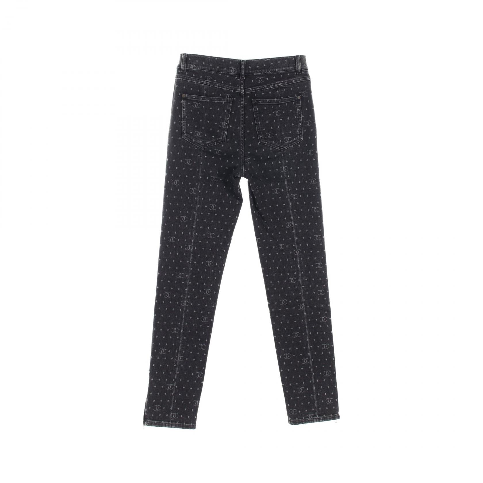 Chanel Coco Mark Dot Cotton Denim Pants