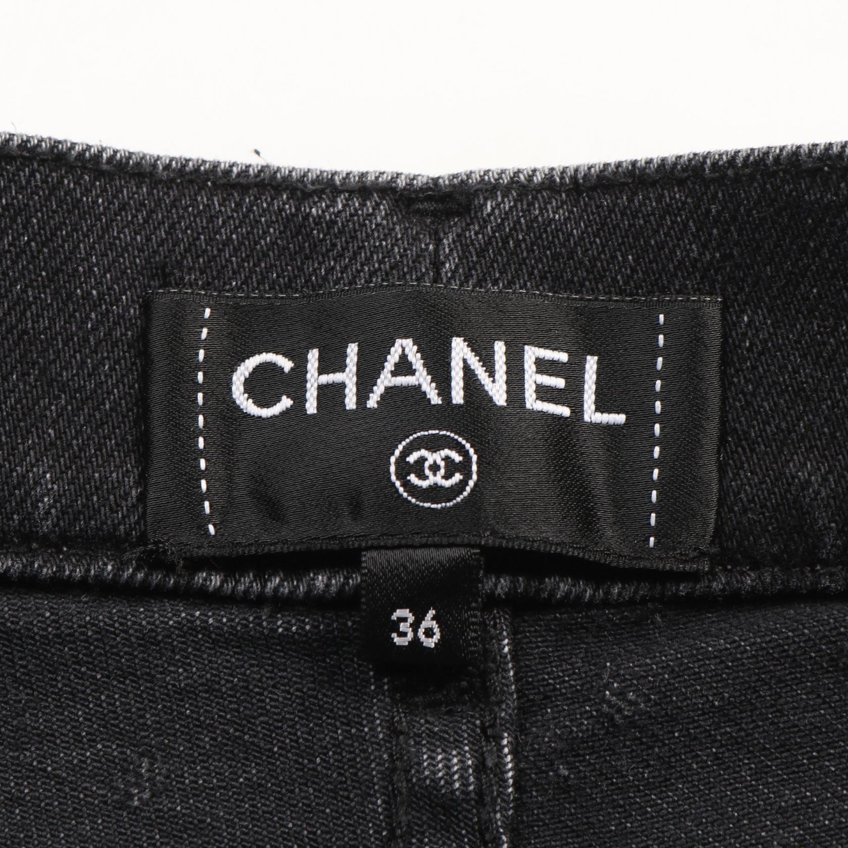 Chanel Coco Mark Dot Cotton Denim Pants