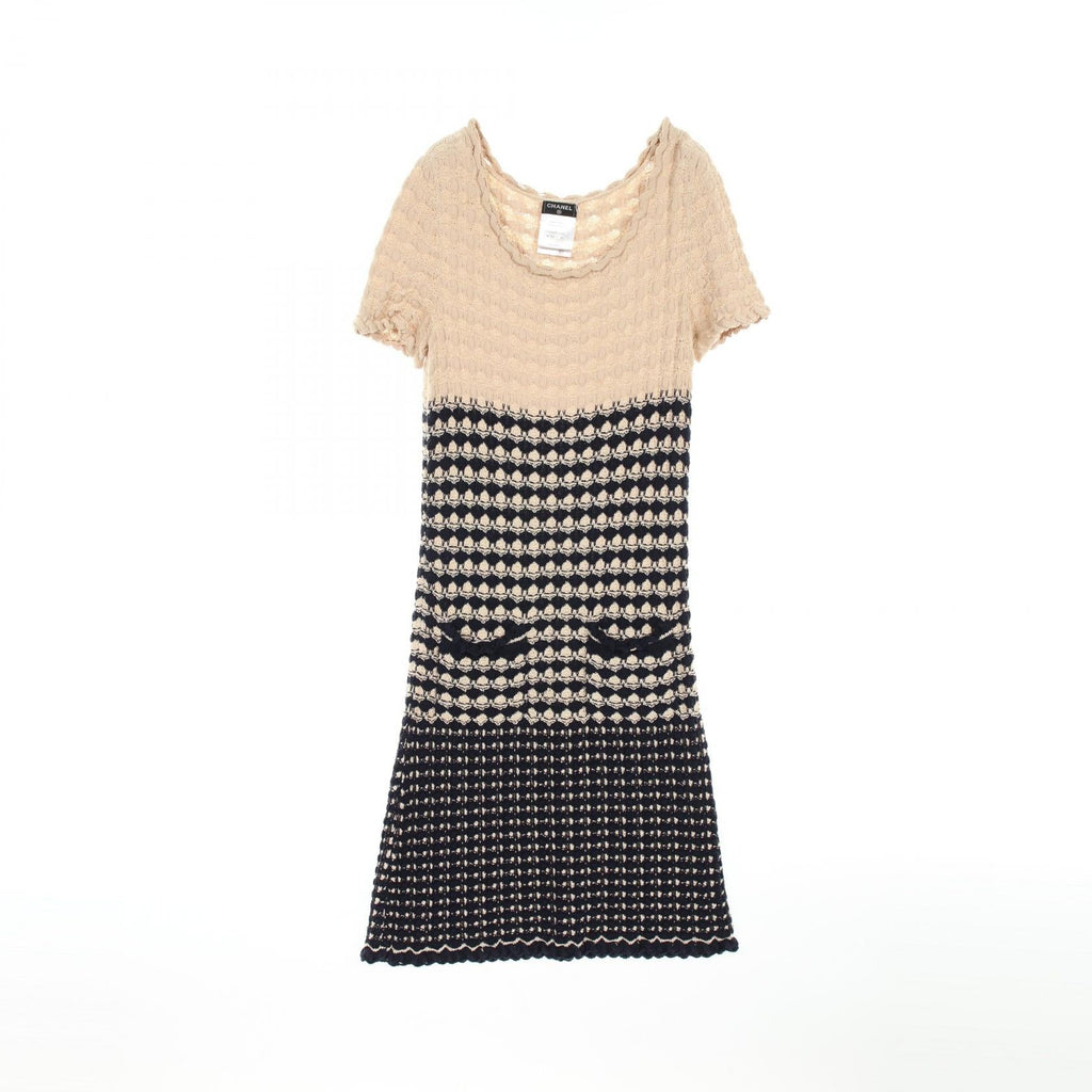 Chanel Coco Mark Button Rayon Cotton Silk Dress
