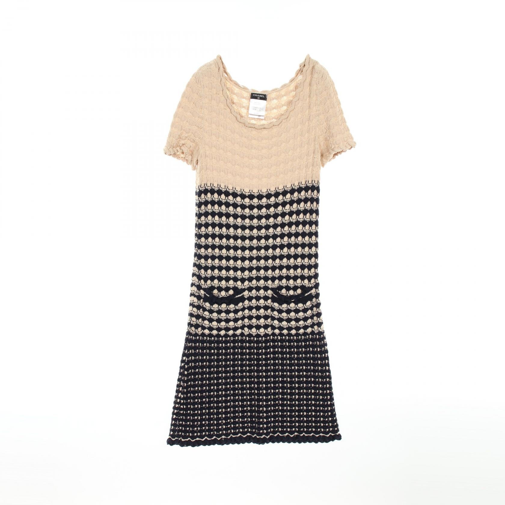 Chanel Coco Mark Button Rayon Cotton Silk Dress