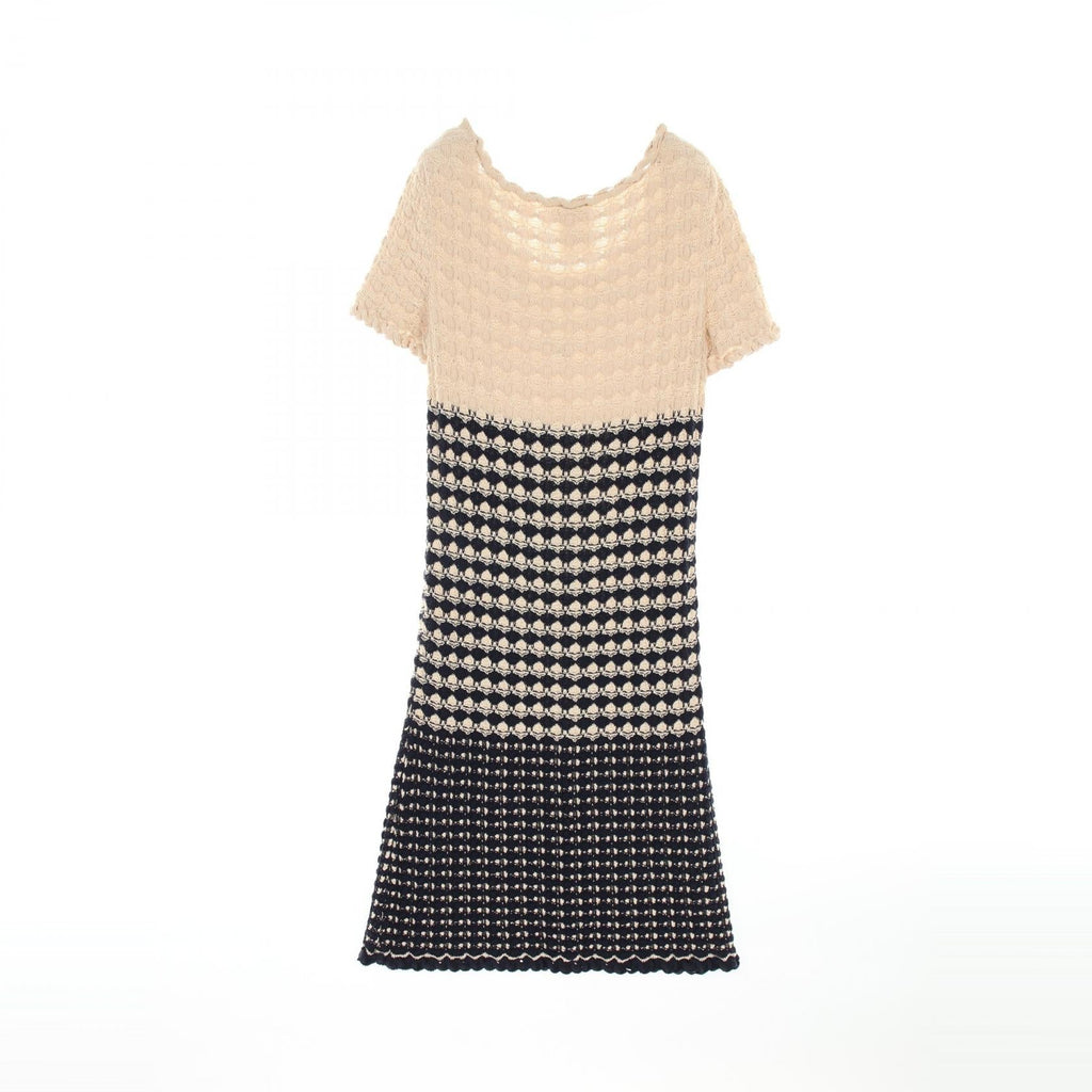 Chanel Coco Mark Button Rayon Cotton Silk Dress